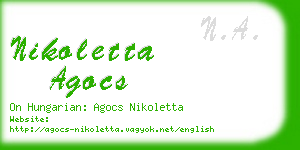 nikoletta agocs business card